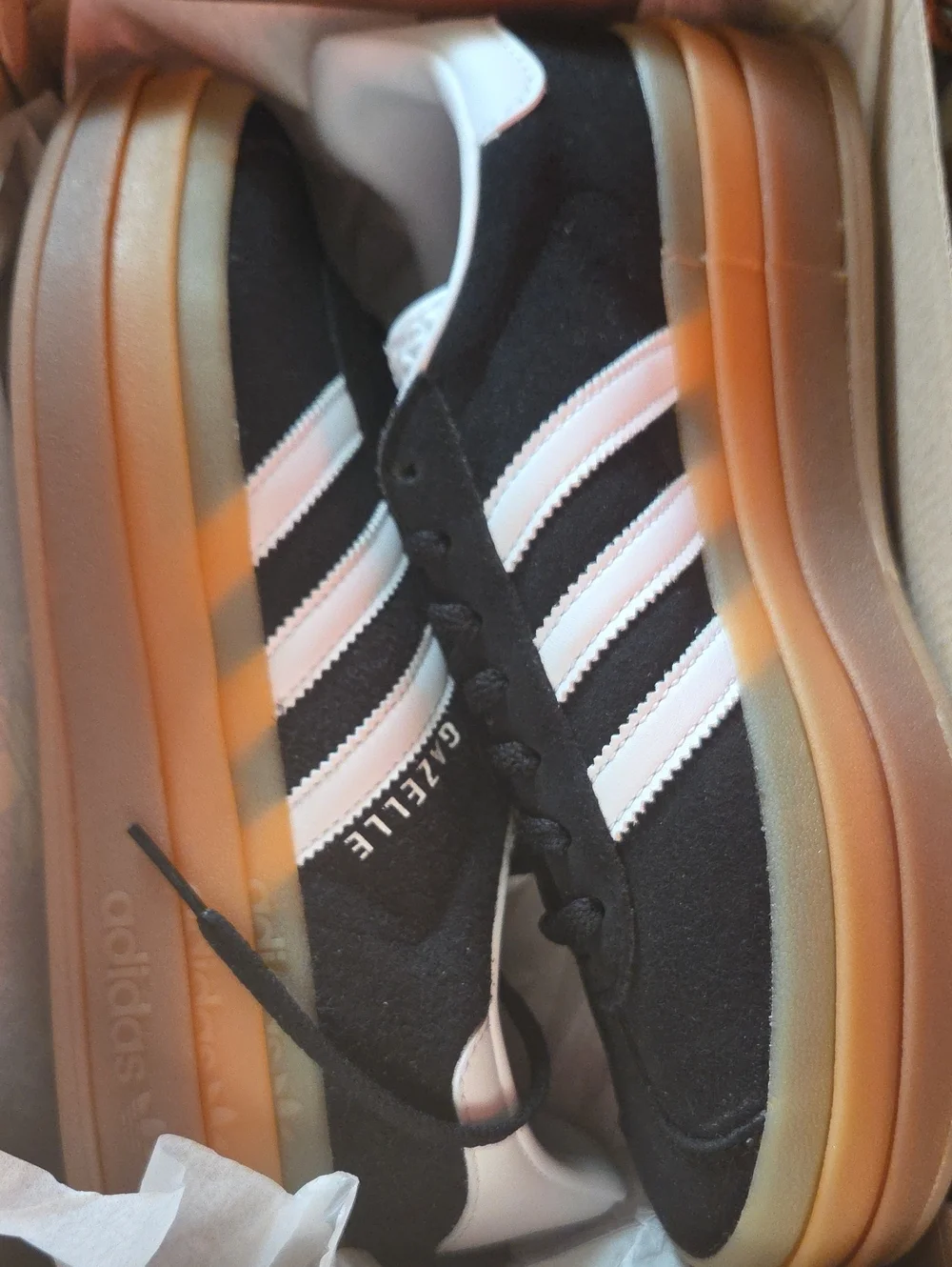 adidas Black & White Gazelle with Gum Sole